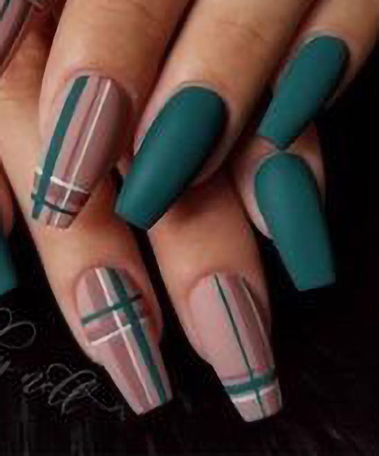 SHORT COFFIN BLUE ACRYLIC NAILS