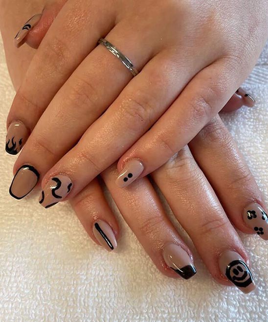 SHORT COFFIN SHAPED NAILS DESIGNS