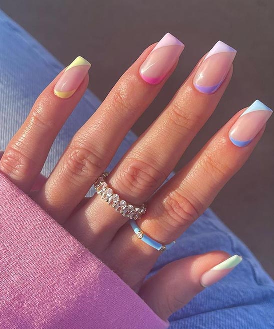 SHORT COFFIN WHITE TIP NAILS