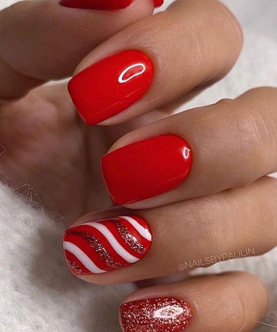 Short Coffin Red Nail Designs