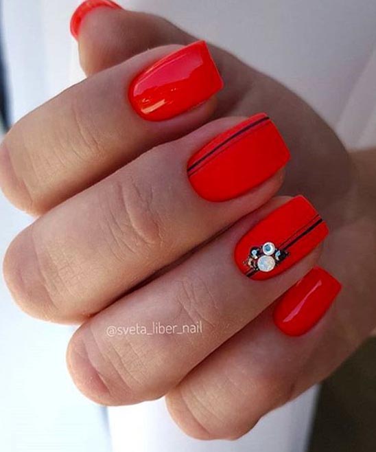 Short Nail Designs for Red and Black