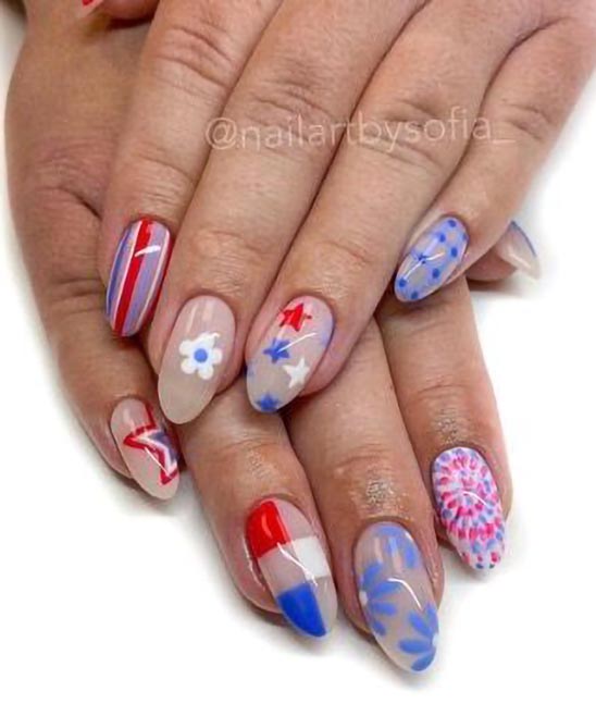 Toe Nail Designs Red White and Blue
