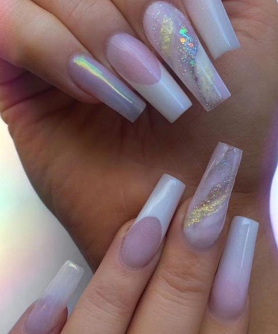 WHITE ACRYLIC NAILS WITH DESIGNS