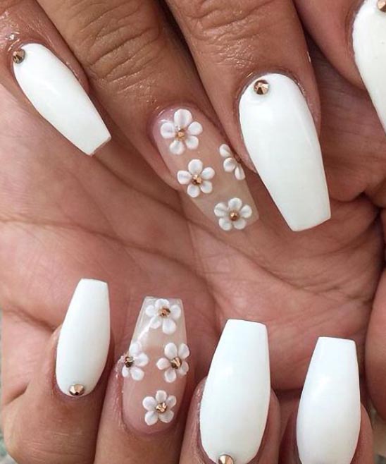 WHITE AND SILVER ACRYLIC NAIL DESIGNS