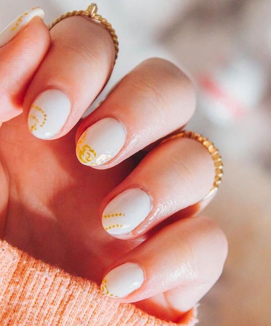 WHITE AND GOLD NAIL ART DESIGNS