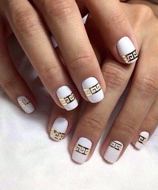 WHITE AND ROSE GOLD NAIL DESIGNS
