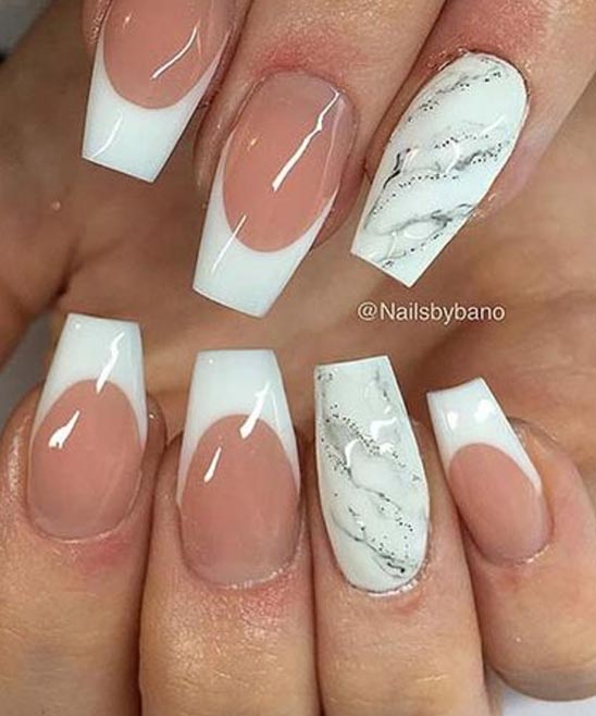 WHITE COFFIN NAILS WITH DESIGNS