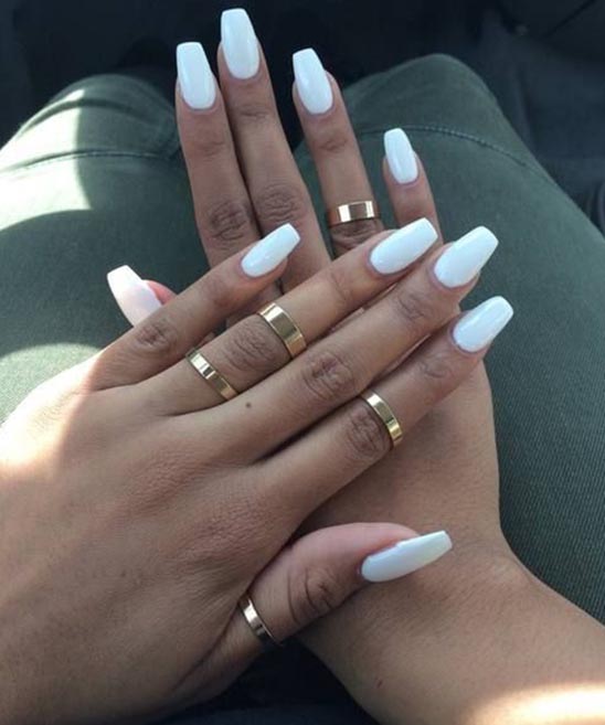 WHITE COFFIN NAILS WITH BASIC DESIGN