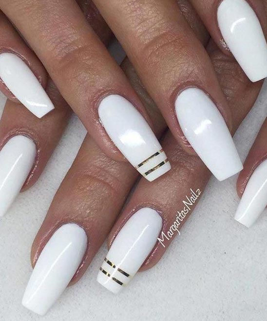 WHITE SHORT COFFIN NAILS WITH DESIGN