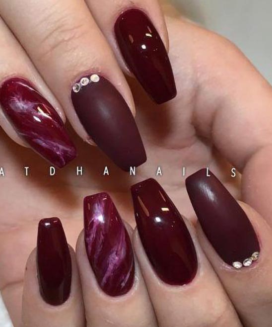 Acrylic Burgundy Nails