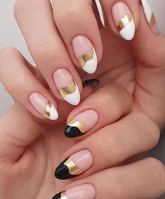 Acrylic Nail Designs Gold and Black