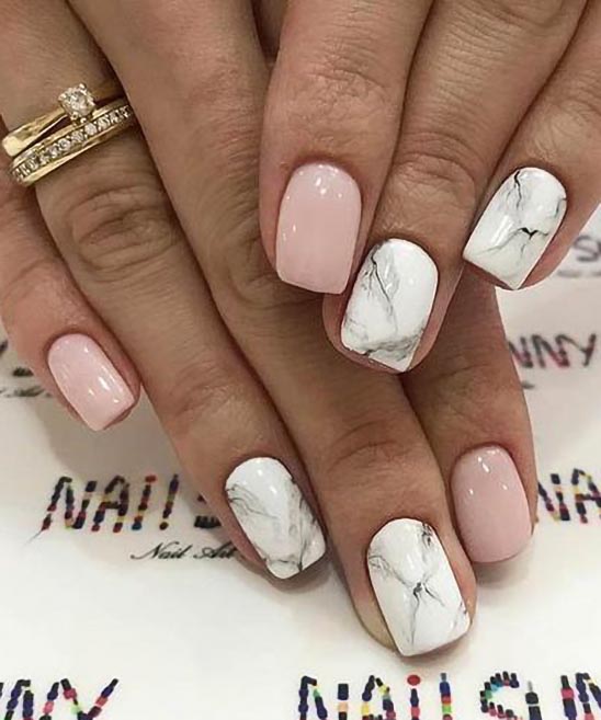 Acrylic Nails Coffin Pink and White