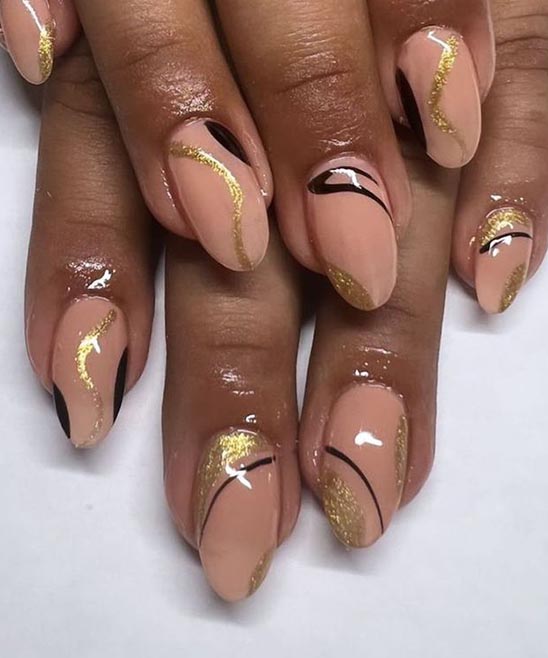 Acrylic Nails Designs Black and Gold