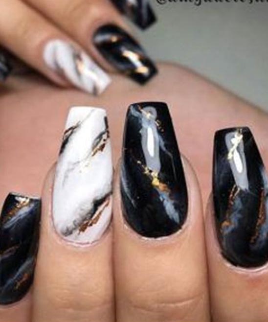 Acrylic Nails Designs Black and Gold