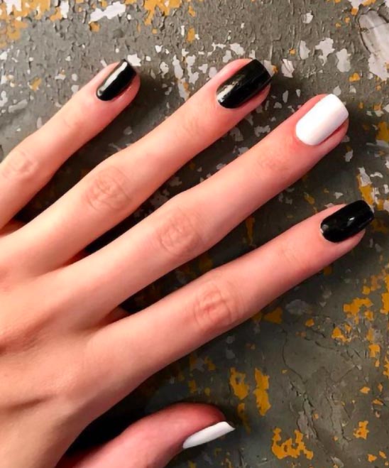 Acrylic Nails Ideas Coffin Black and White