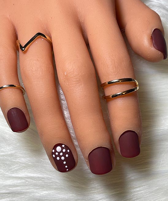 Almond Burgundy Matte Nails