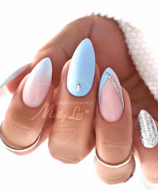 Baby Blue and Pink Nail Designs