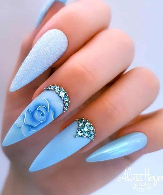 Baby Blue and Silver Nail Designs