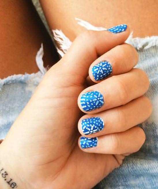 Baby Blue and White Nails Design
