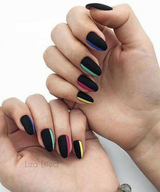 Black Colour Nail Polish Design