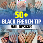 Black French Tip Nails with Design
