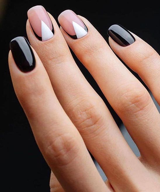 Black French Tip with Accent Nail Designs for Short Nails