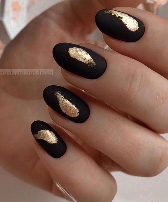 Black Gold and Silver Nails