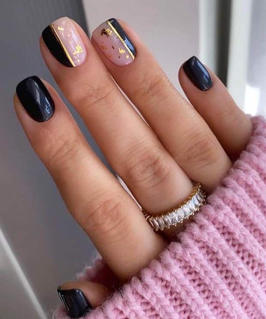 Black Gold and White Nail Designs for Short Nails