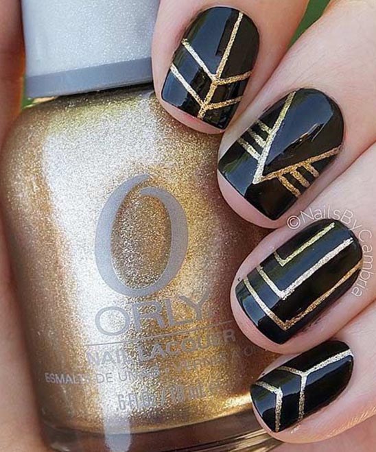 Black Gold and White Nails