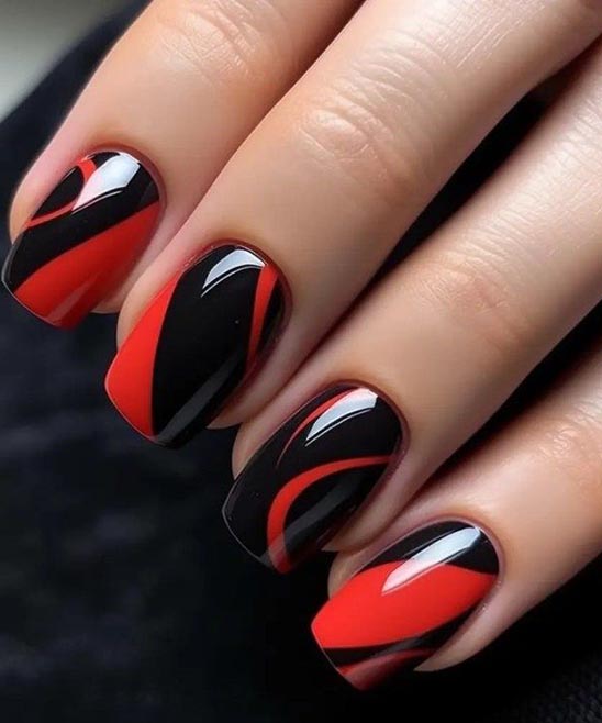 Black Nails With Red French Tips