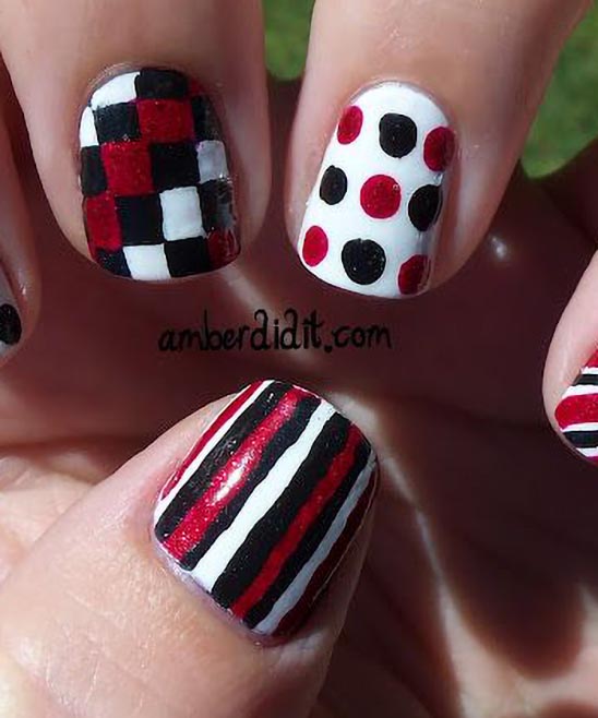 Black Red and White Nail Designs