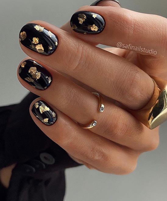Black Silver and Gold Nails