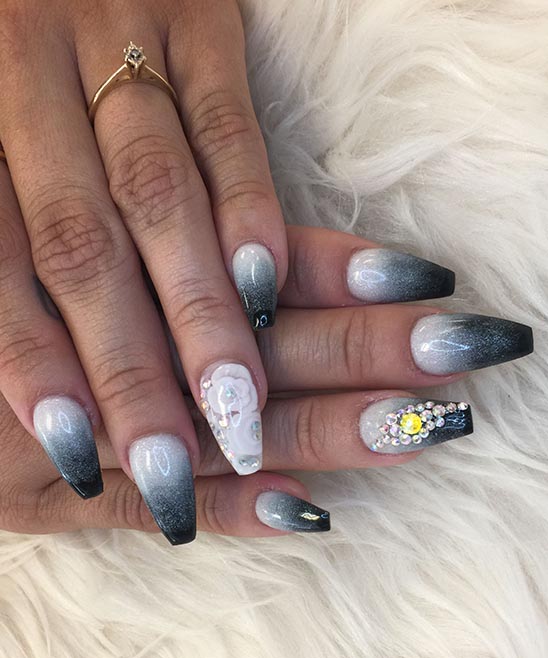 Black Silver and White Nail Designs
