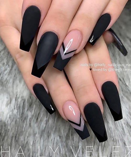 Black White and Gold Acrylic Nails