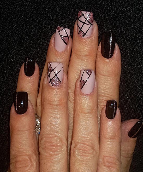 Black White and Rose Gold Nails