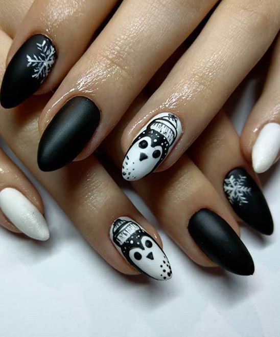 Black White and Silver Nails