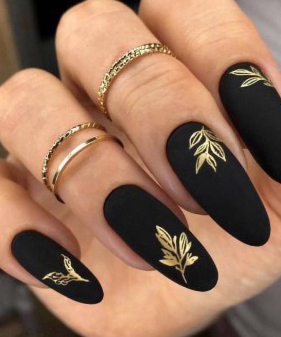 Black and Gold Acrylic Nails Coffin