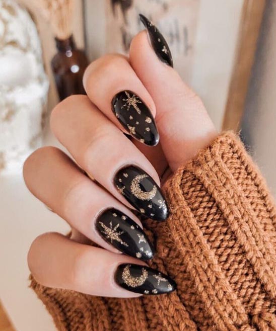 Black and Gold Acrylic Nails Designs