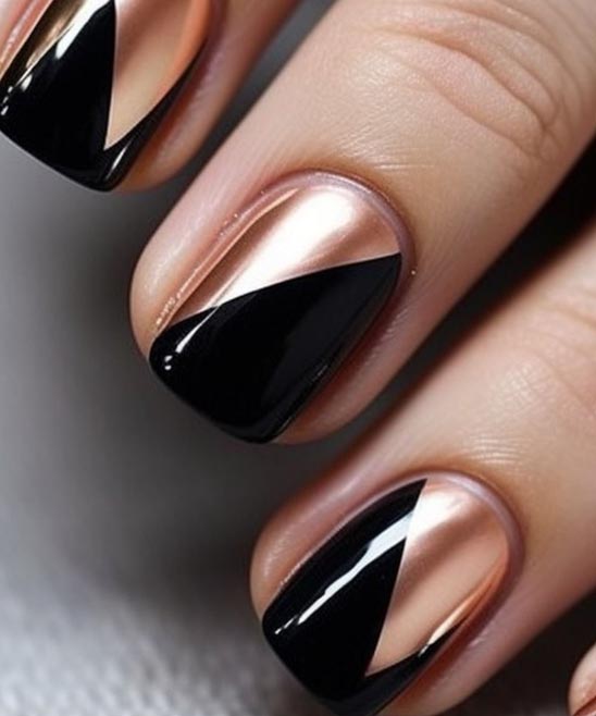 Black and Gold Acrylics Nails Sharp