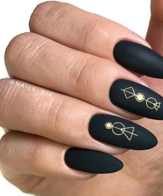 Black and Gold Bling Nails
