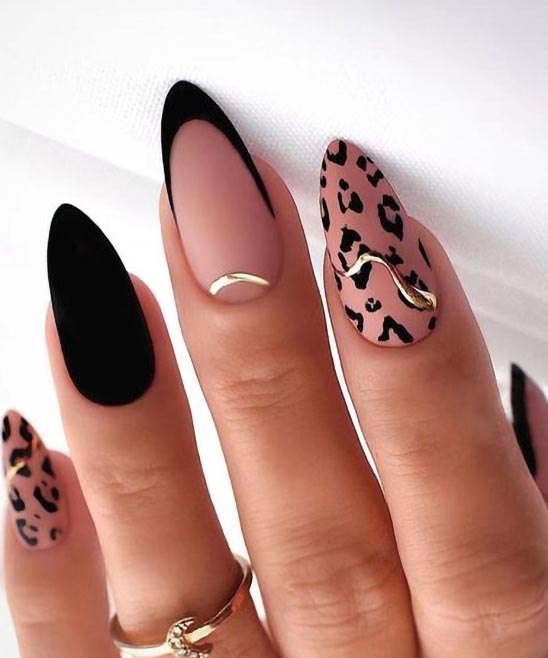 Black and Gold Coffin Acrylic Nails