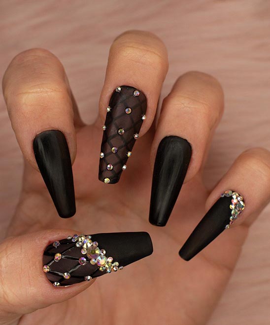 Black and Gold Coffin Nail Designs With French Tips