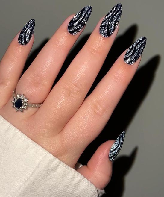 Black and Gold Design Acrylic Nails