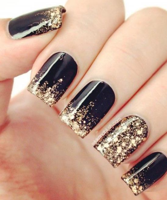 Black and Gold French Nails