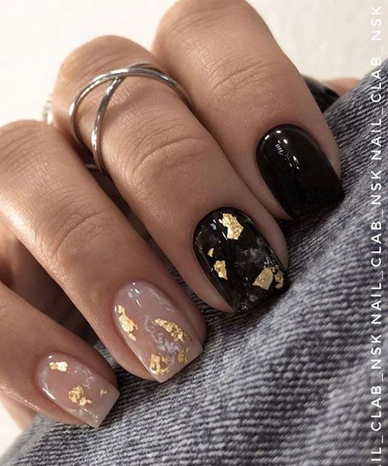 Black and Gold Marble Nails