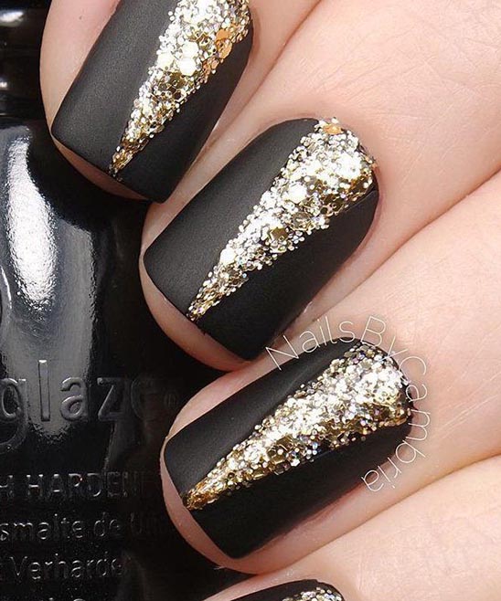 Black and Gold Nail Design