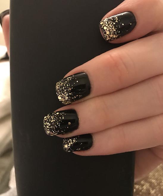 Black and Gold Nails Ombre