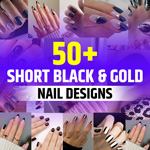 Black and Gold Nails Short