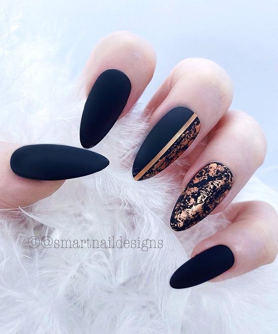 Black and Gold Ombre Coffin Nails