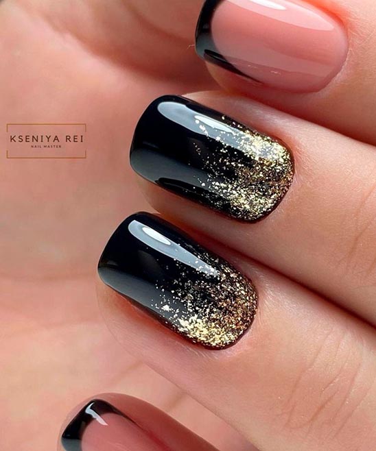 Black and Gold Press on Nails